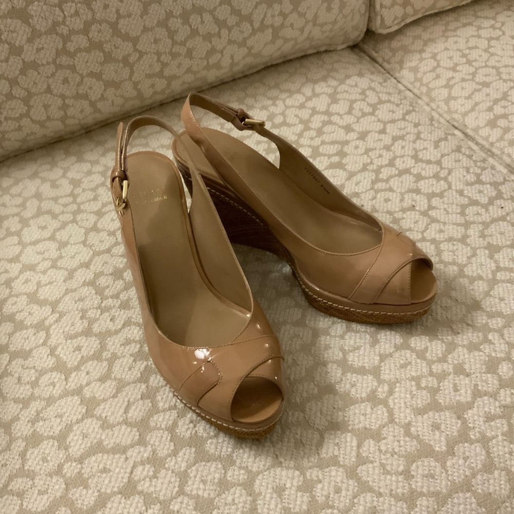 NWOT Stewart Weitzman Neutral Color Patent Leather Espadrilles - Never Worn!